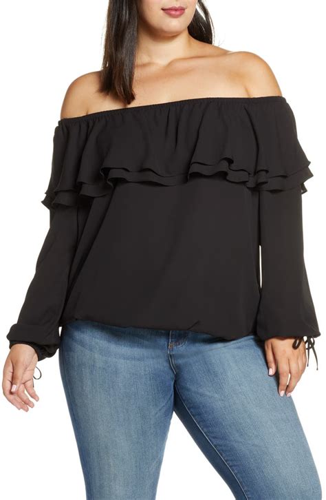 black michael michael kors mourissey ruffle blouse|michael kors stretch tops.